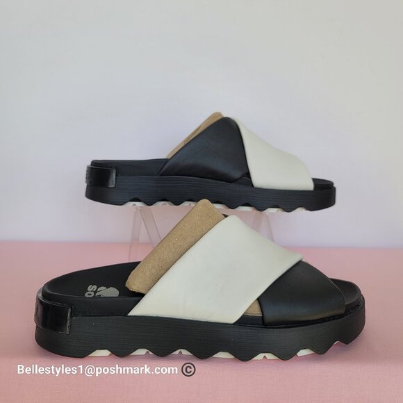 SOREL Viibe Criss-Cross Platform Smooth Leather Women’s Slide- Size 8.5 Black S⭐ - Picture 11 of 16